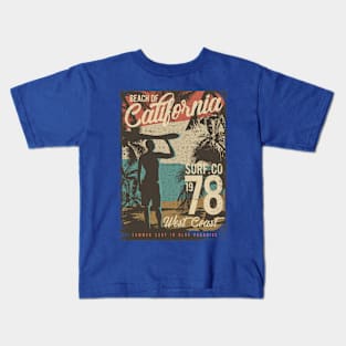Beach Of California - Summer Surfing Kids T-Shirt